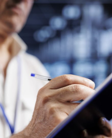 Homem a analisar um projeto